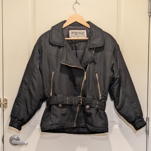 Gorgeous Vintage 90s Fera Skiwear 10 Bomber Jacket With Removable Fur Collar - Picture 13 of 15